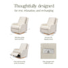 M22286WBLB,Crewe Electronic Swivel Glider Recliner in Ivory Boucle w/Light Wood Base
