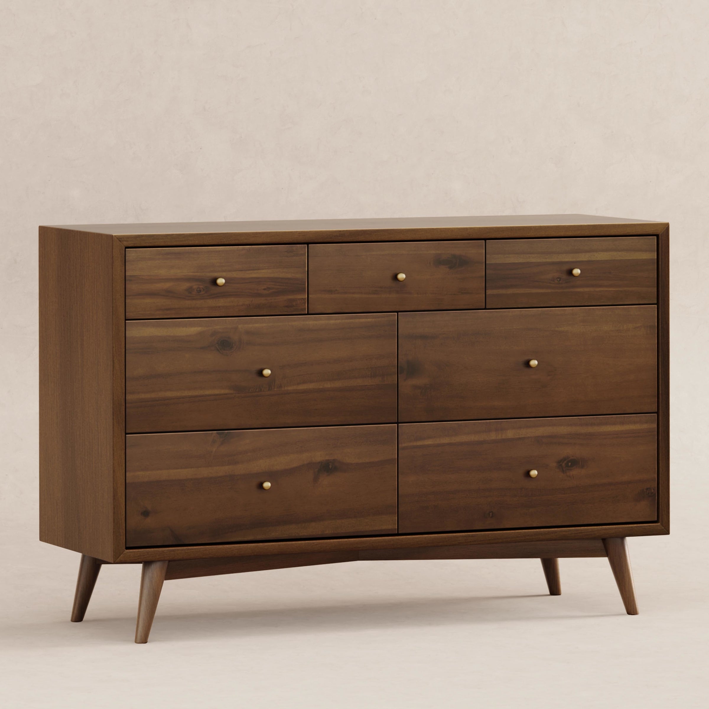 M15916NL,Palma 7-Drawer Double Dresser  Assembled in Natural Walnut