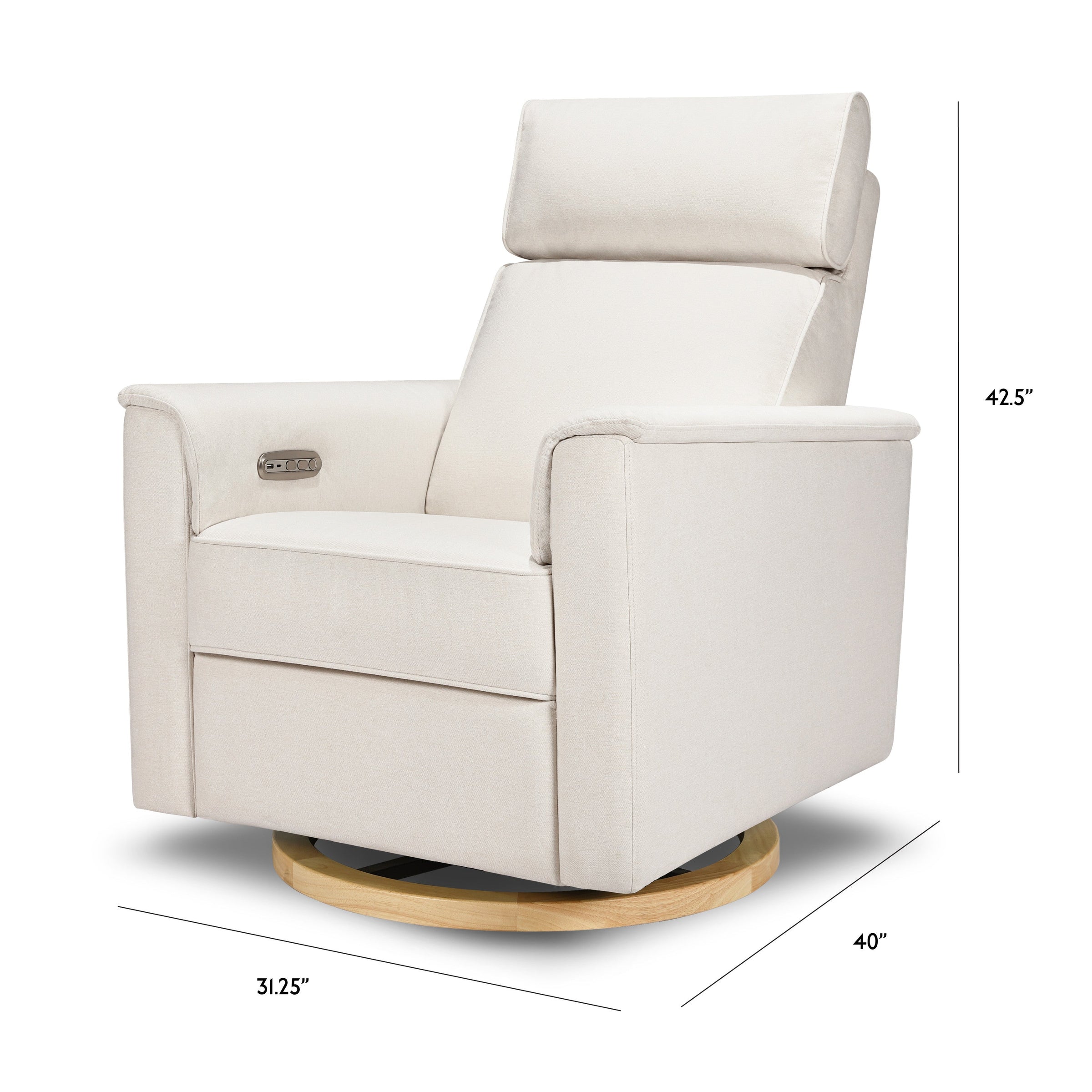 B17186PCMEWLB,Willa Plus Power Glider Recliner w/ Power Headrest in Performance Cream Eco-Weave w/Light Wood base