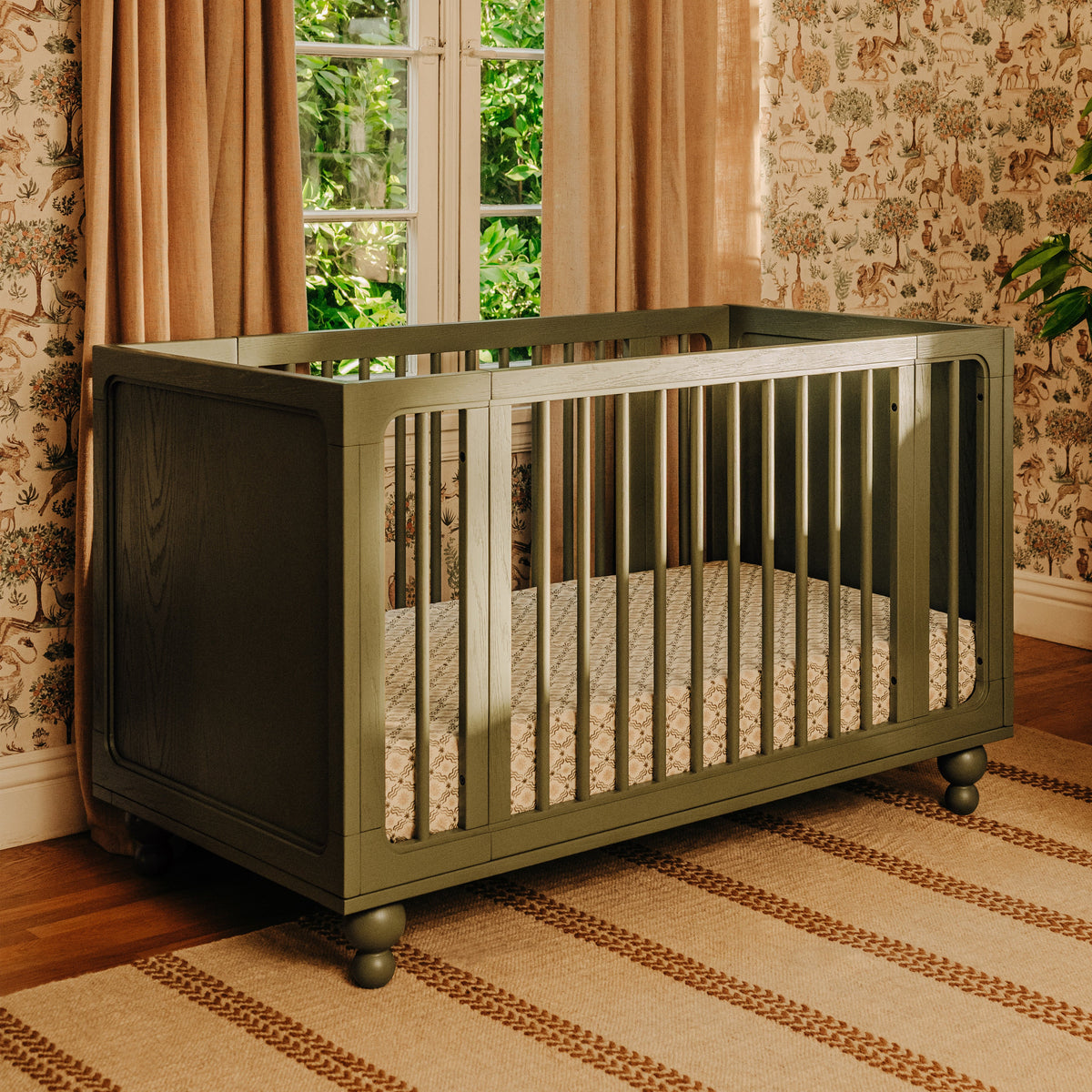 M33380AE,Nate Berkus x Babyletto Astre All-Stages Crib w/Bassinet & Toddler Bed Kits in Archival Elm