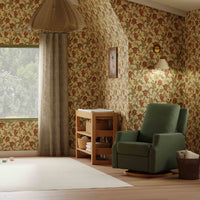 M22287OBLB,Crewe Recliner and Swivel Glider in Olive Boucle w/Light Wood Base