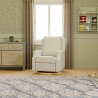 M22287FCSLB,Crewe Recliner and Swivel Glider in Fog Chatham Stripe Performance Eco-Weave w/LB