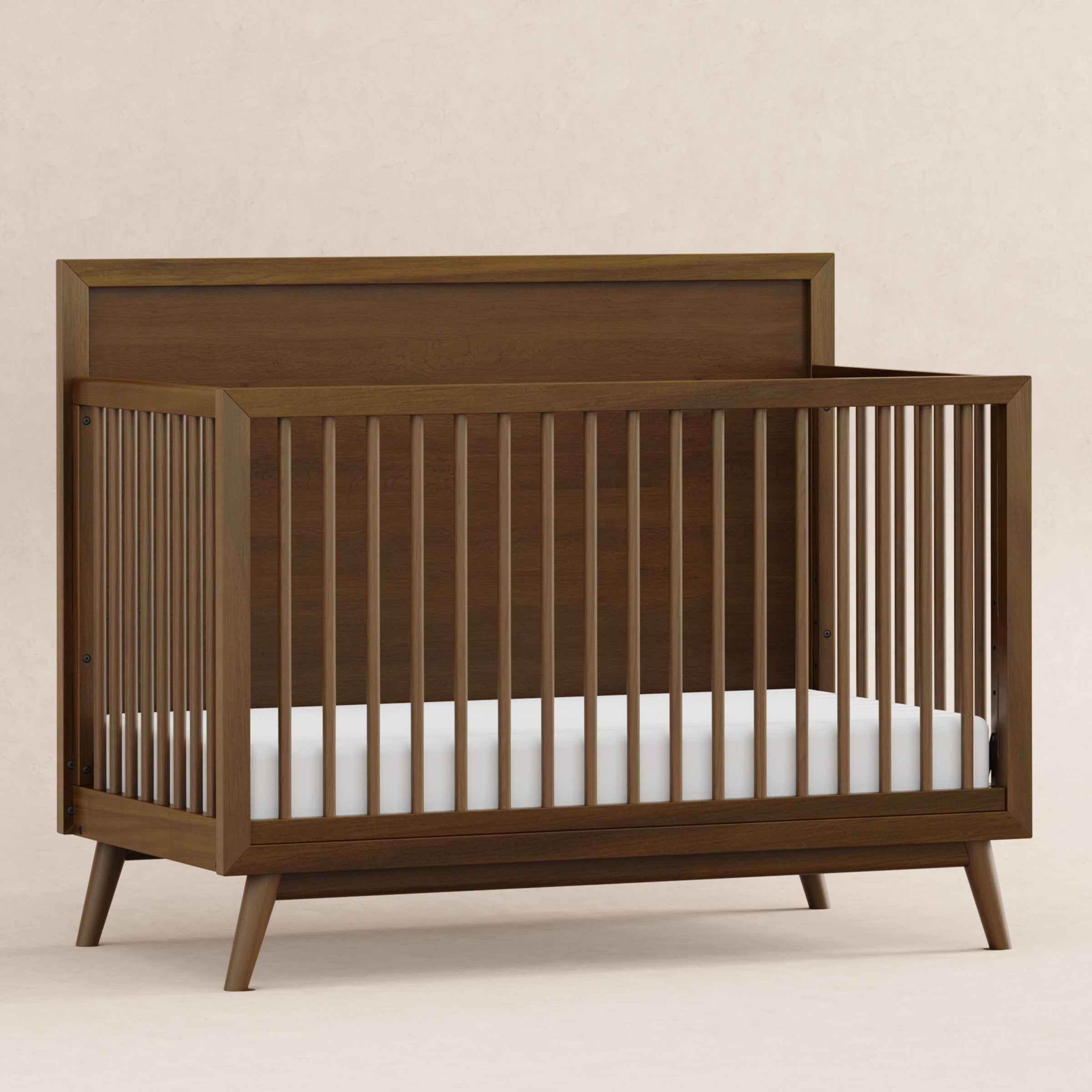 M15901NL,Palma Mid-Century 4-in-1 Convertible Crib w/Toddler Bed Conversion in Natural Walnut