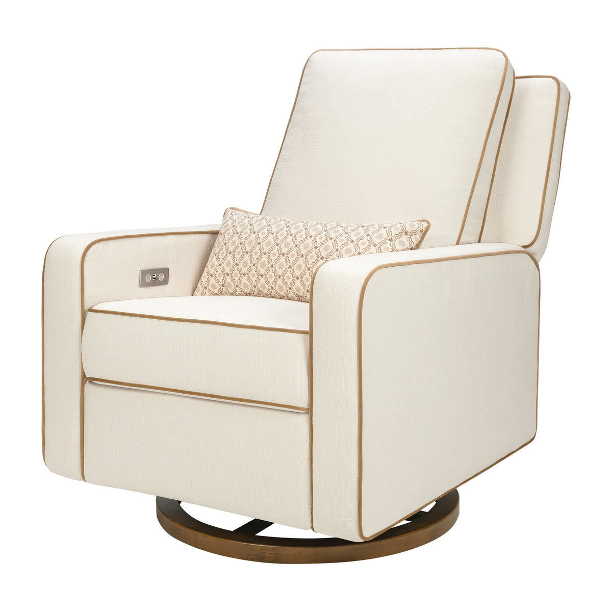 M23085PCMTB,Nate Berkus x Babyletto Sigi Power Recliner in Performance Cream Linen w/ Toffee Base