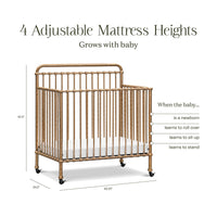 M15398VG,Winston 4-in-1 Convertible Mini Crib in Vintage Gold