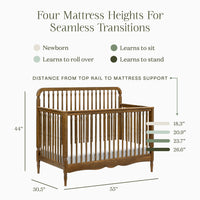 M7141NL,Liberty 4-in-1 Convertible Spindle Crib in Natural Walnut