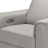 B17186PGEWLB,Willa Plus Power Glider Recliner w/ Power Headrest in Performance Grey Eco-Weave w/Light Wood Base