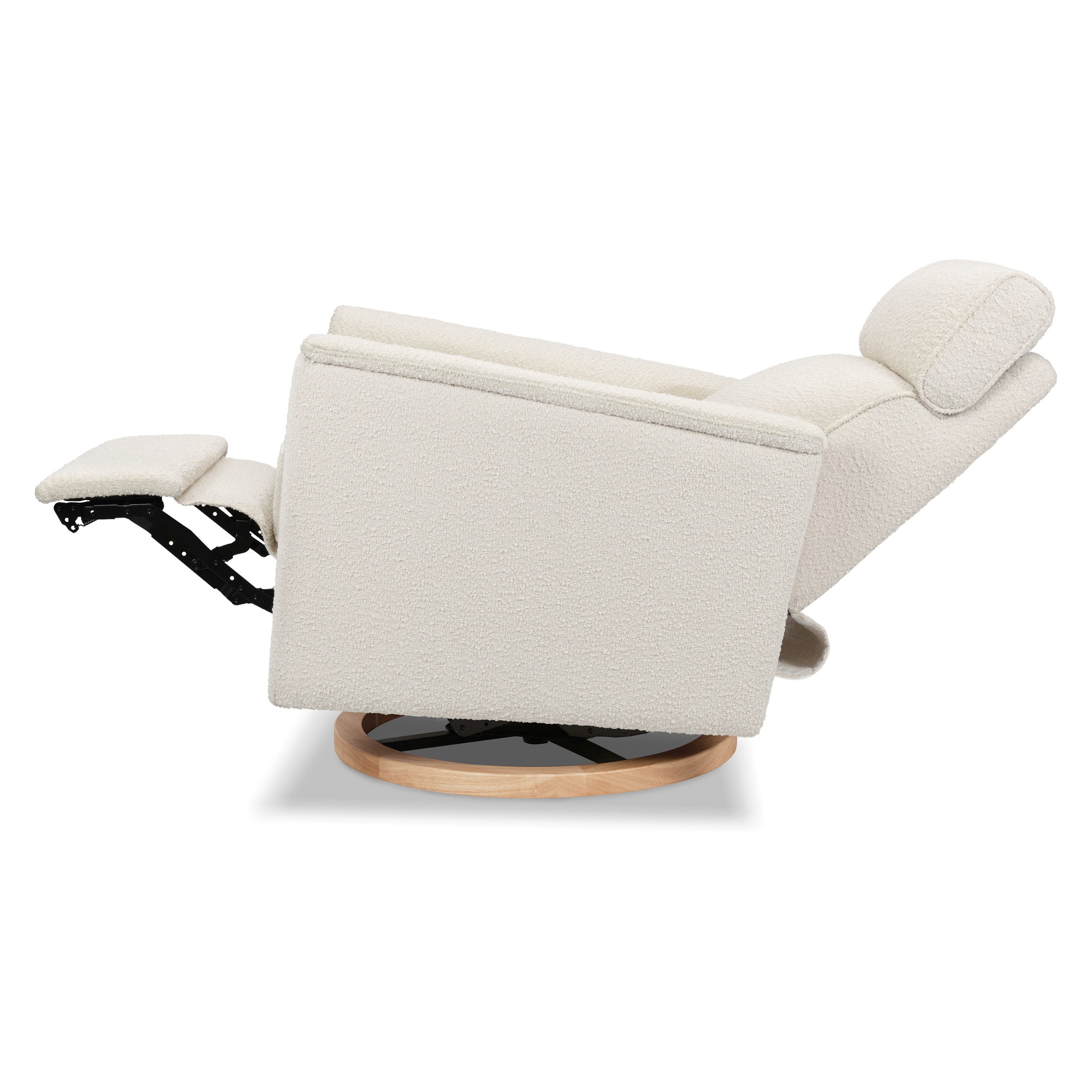 B17186WBLB,Willa Plus Power Glider Recliner w/ Power Headrest in Ivory Boucle with Light Wood Base