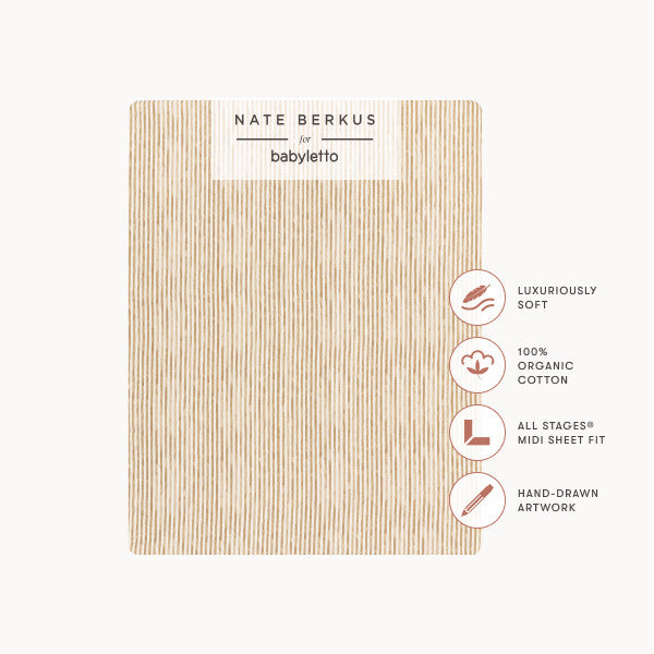 T34333AS,Nate Berkus x Babyletto All-Stages Midi Sheet in Autumn Stripe