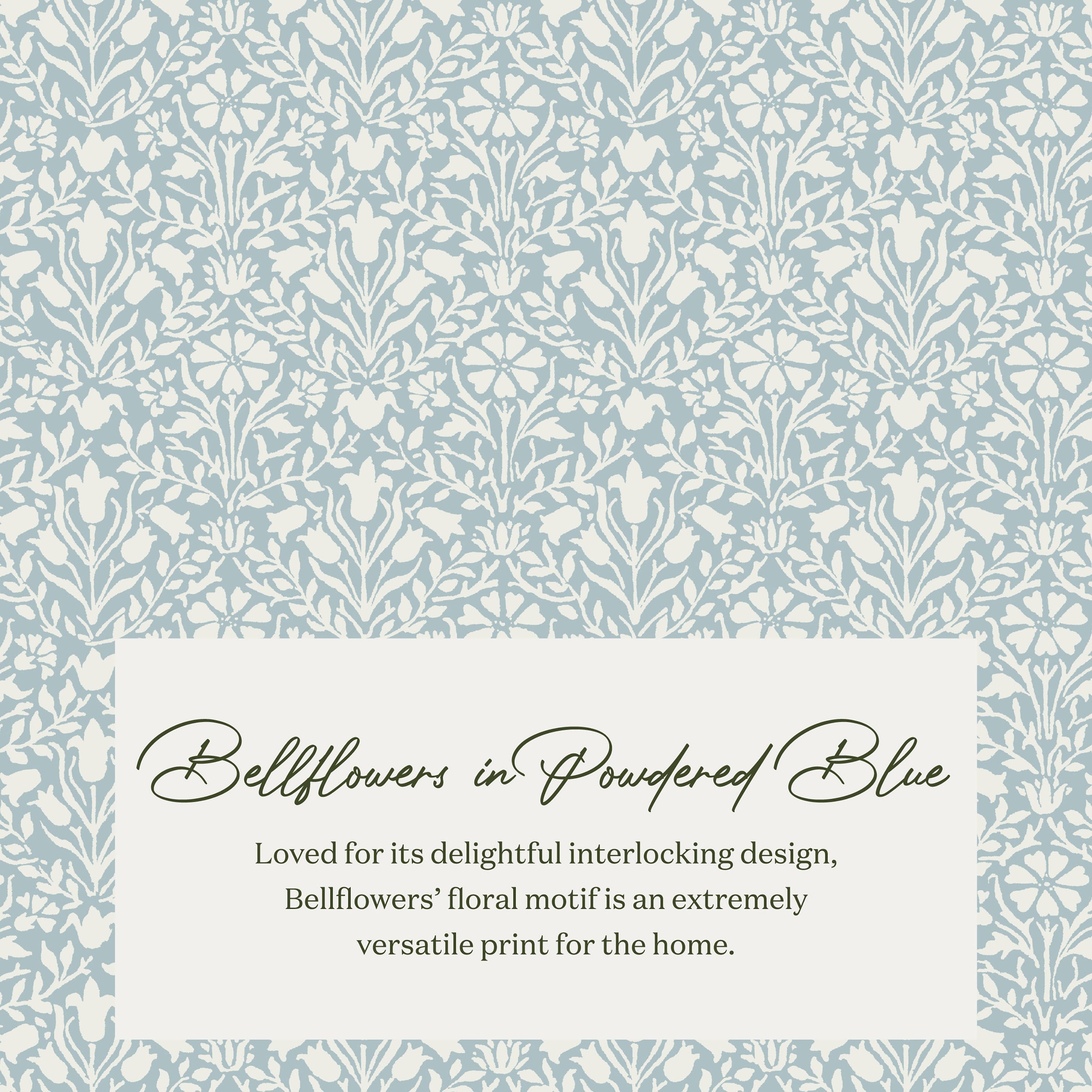 M21785BPB,Morris & Co. x Namesake Crawford Gliding Ottoman in Bellflowers in Powdered Blue