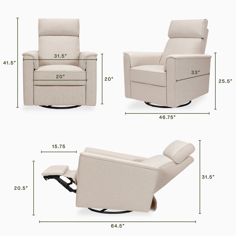 M17182PBEW,Willa Pro Power Glider Recliner w/ Power Lumbar in Performance Beach Eco-Weave