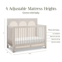 M24801WDFPEW,Eloise 4-in-1 Convertible Crib in White Driftwood and Performance Pearl Eco-Weave