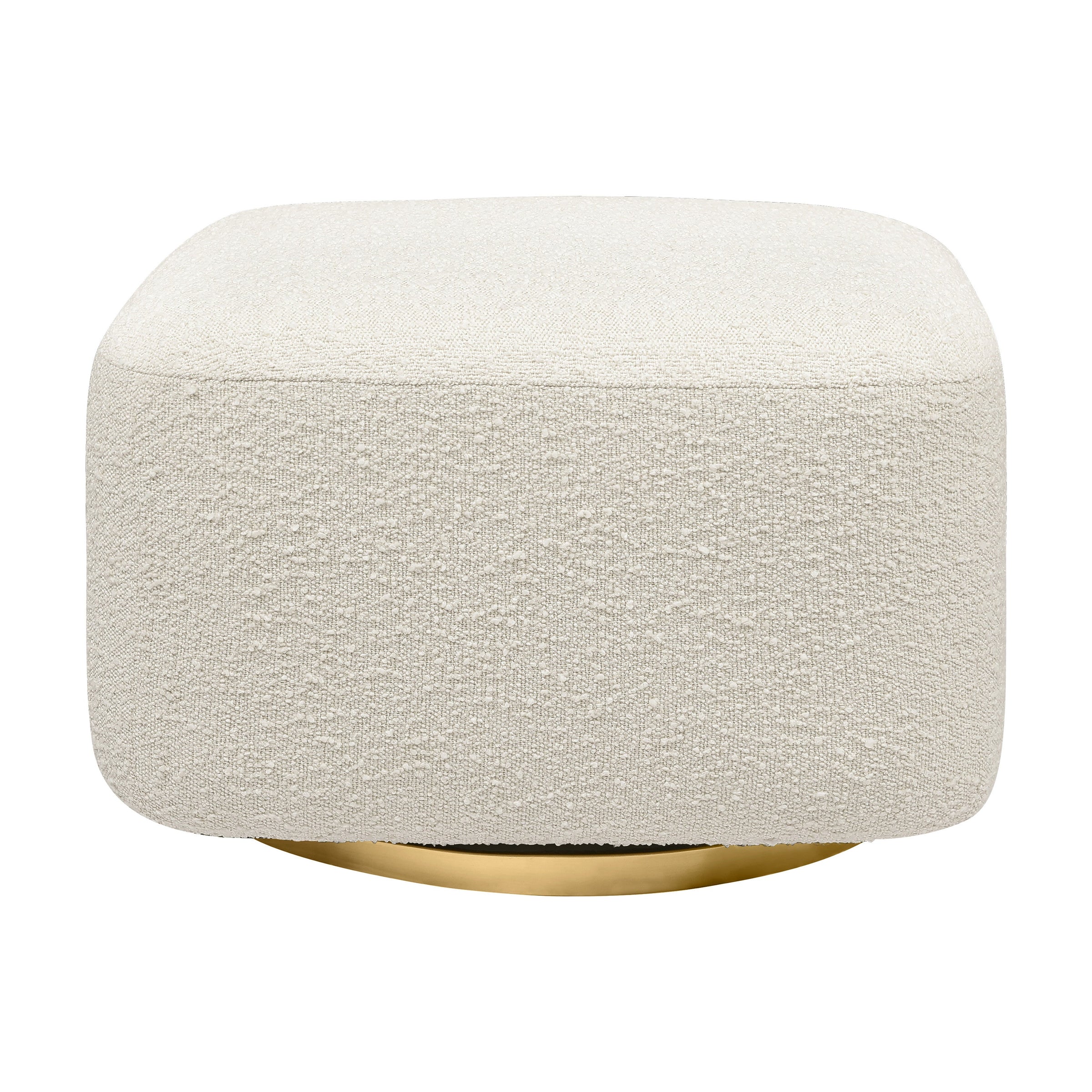 M26385WBG,Kiwi Gliding Ottoman in Ivory Boucle w/ Gold Base