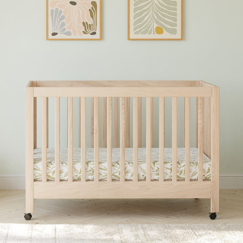 M6601NX,Maki Full-Size Folding Crib w/Toddler Bed Conversion Kit in Washed Natural