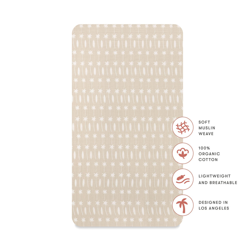 T27035,Beach Bum Muslin Crib Sheet in GOTS Certified Organic Cotton