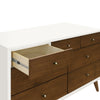 M15916RWNL,Palma 7-Drawer Double Dresser  Assembled in Warm White w/Natural Walnut