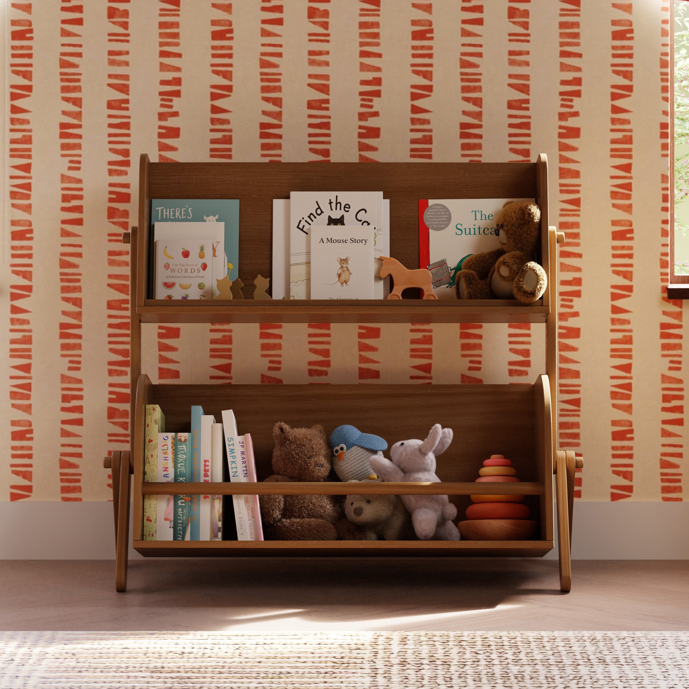 M10611NL,Tally Storage and Bookshelf in Natural Walnut