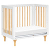 M9098WN,Lolly 4-in-1 Convertible Mini Crib and Twin Bed w/Toddler Bed Conversion Kit in White/Natural