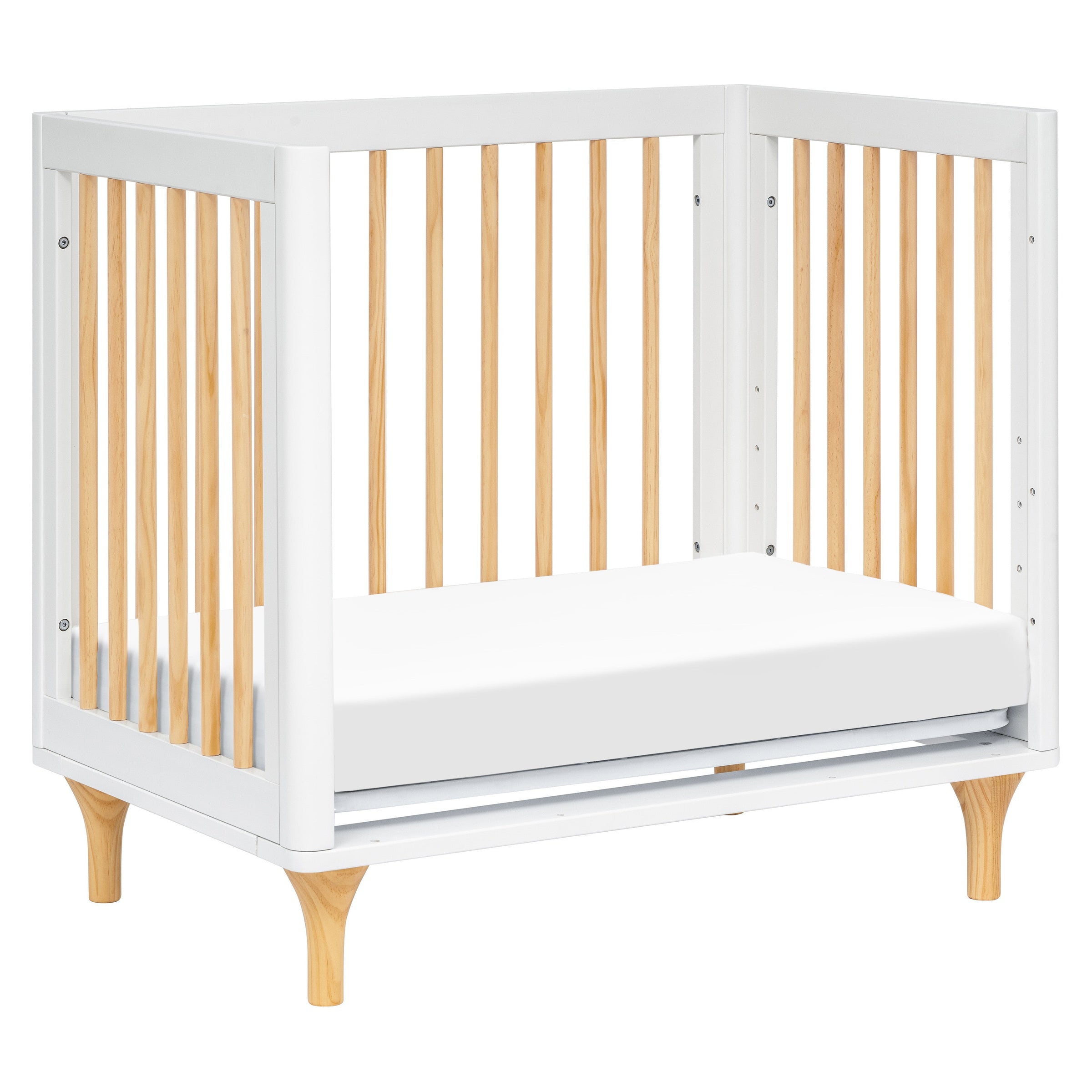 M9098WN,Lolly 4-in-1 Convertible Mini Crib and Twin Bed w/Toddler Bed Conversion Kit in White/Natural