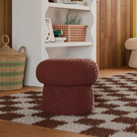 M31585RT,Mini Mushroom Pouf in Rouge Teddy Loop