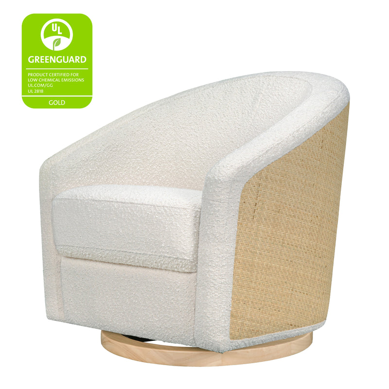 M5887WBCL,Madison Swivel Glider in Ivory Boucle and Cane w/Light Wood Base