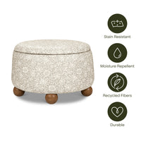 M30985MADF,Tuffet Storage Ottoman Mallow in Ash w/ Dark Wood Ball Feet