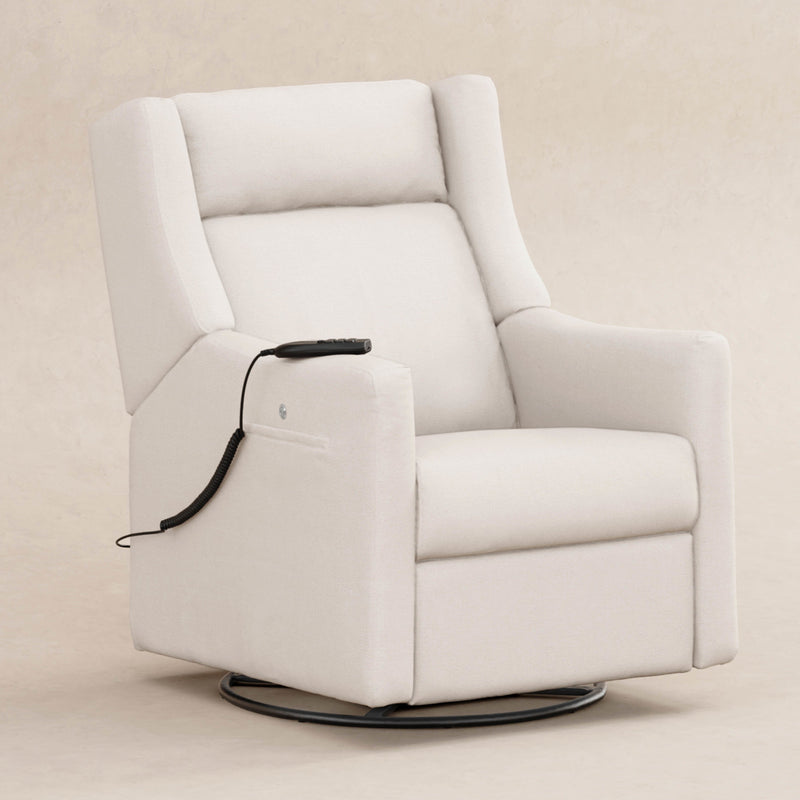 M11283PCMEW,Kiwi Deluxe Power Glider Recliner w/Heat&Massage in Performance Cream Eco-Weave