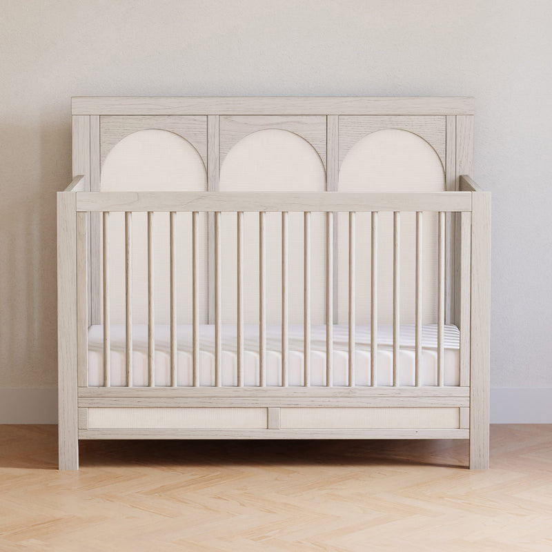 M24801WDFPEW,Eloise 4-in-1 Convertible Crib in White Driftwood and Performance Pearl Eco-Weave