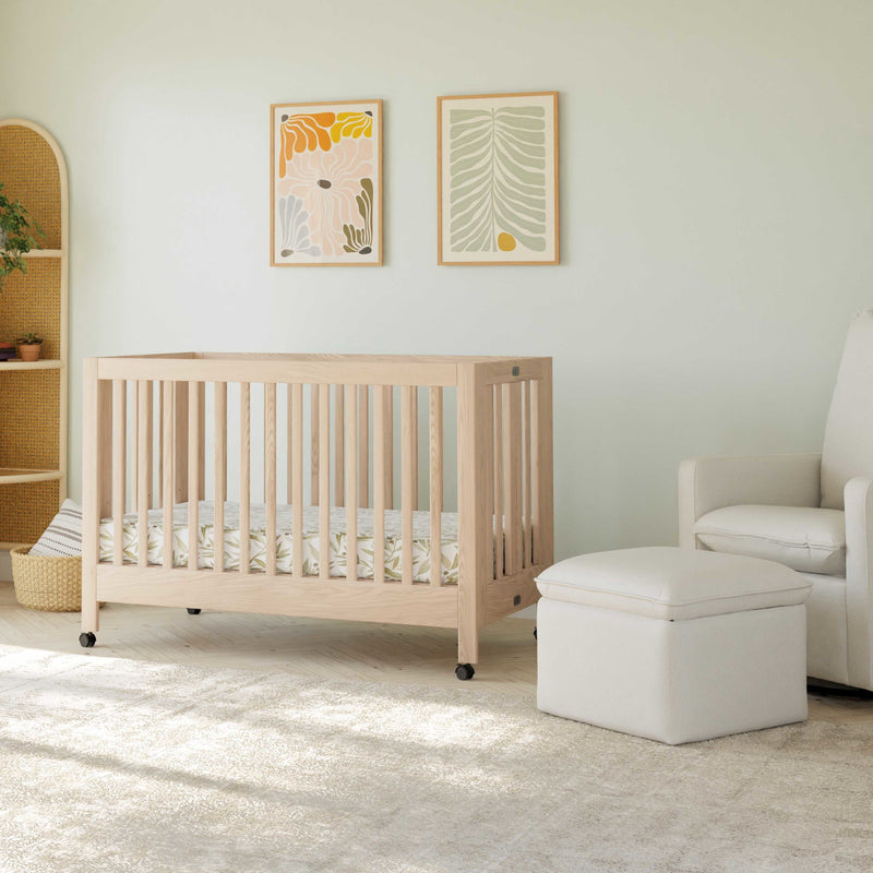 M6601NX,Maki Full-Size Folding Crib w/Toddler Bed Conversion Kit in Washed Natural