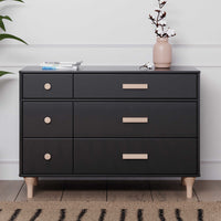 M9016BNX,Lolly 6-Drawer Double Dresser  Assembled in Black/Washed natural