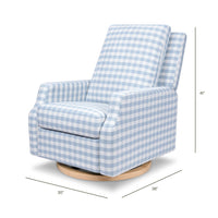 M22287BGHLB,Crewe Recliner and Swivel Glider in Blue Gingham with Light Wood Base