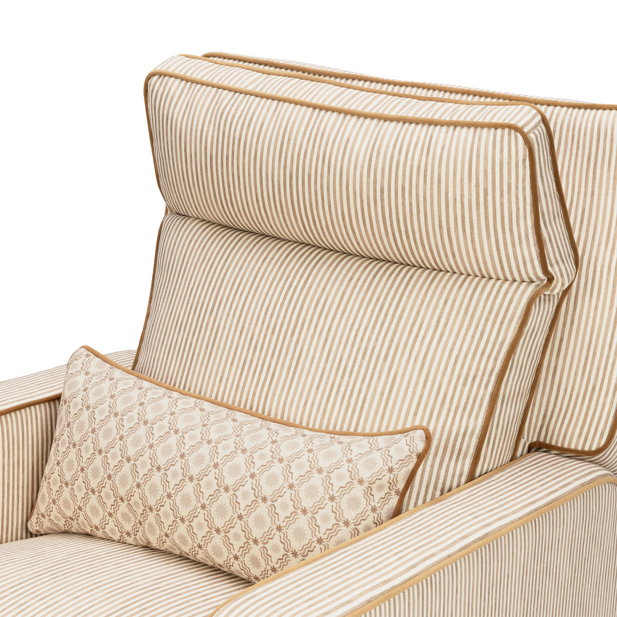 M23082BSCTB,Nate Berkus x Babyletto Sigi Pro Power Recliner in Perf Bronze Stripe Eco-Crossweave w/Toffee Base