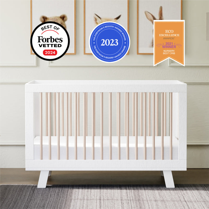 M4201WNX,Hudson 3-in-1 Convertible Crib w/ToddlerBedConversion Kit in White/Washed Natural