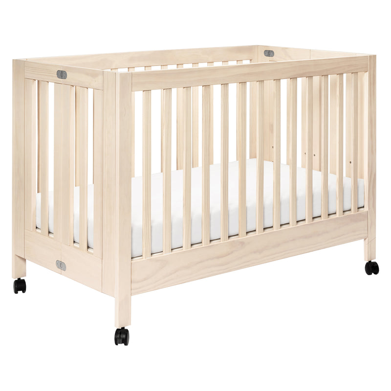 M6601NX,Maki Full-Size Folding Crib w/Toddler Bed Conversion Kit in Washed Natural