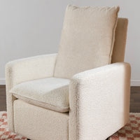 M20987WBG,Cali Pillowback Swivel Glider in Ivory Boucle w/ Gold Base