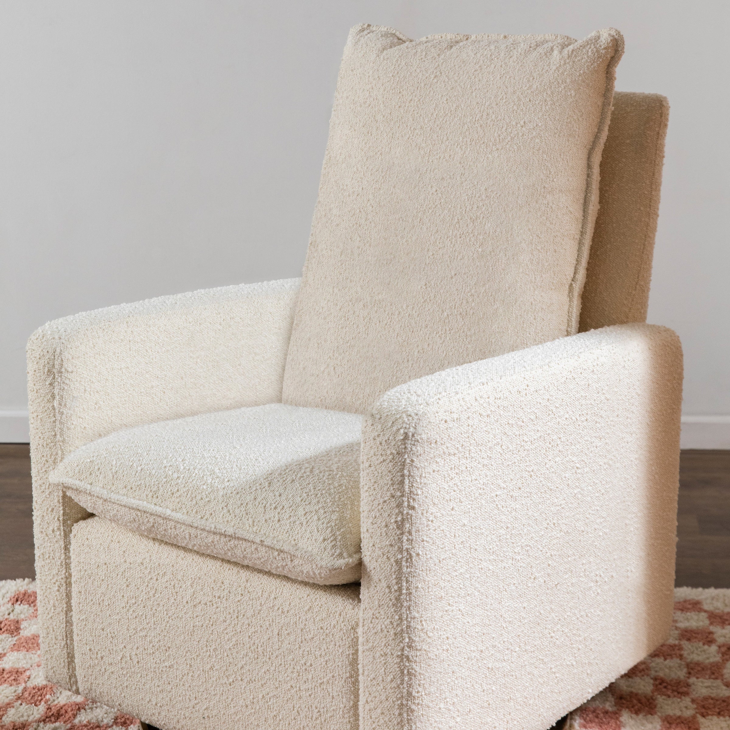 M20987WBG,Cali Pillowback Swivel Glider in Ivory Boucle w/ Gold Base