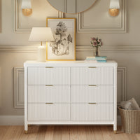 M26716RW,Brimsley Tambour 6-Drawer Assembled Dresser in Warm White