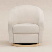 M5887WBCL,Madison Swivel Glider in Ivory Boucle and Cane w/Light Wood Base