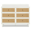 M23716RWHC,Marin with Cane 6 Drawer Assembled Dresser in Warm White and Honey Cane