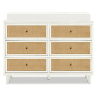 M23716RWHC,Marin with Cane 6 Drawer Assembled Dresser in Warm White and Honey Cane