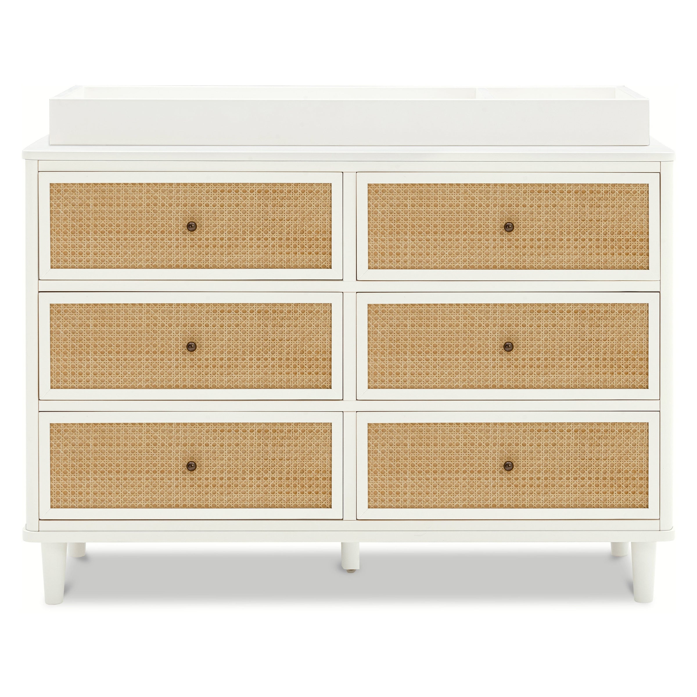 M23716RWHC,Marin with Cane 6 Drawer Assembled Dresser in Warm White and Honey Cane