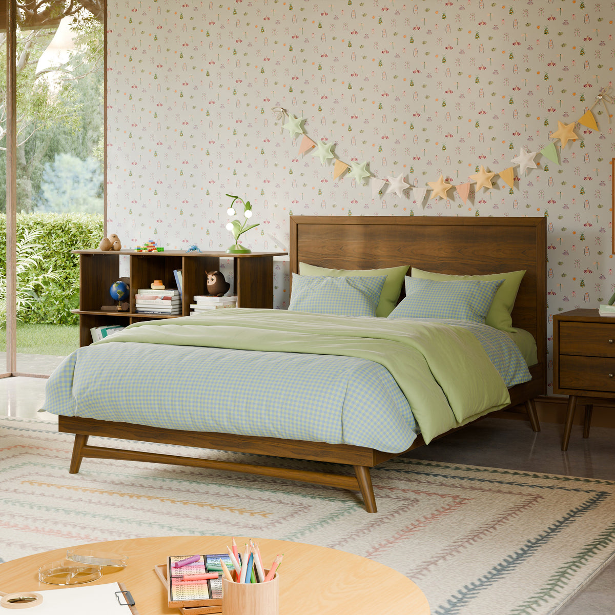 M15996NL,Palma Full Bed in Natural Walnut