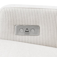 M22286FCSLB,Crewe Electronic Swivel Glider Recliner in Fog Chatham Stripe Performance Eco-Weave w/LB