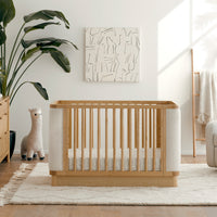 M26201HYWB,Bondi Boucle 4-in-1 Convertible Crib w/ Toddler Bed Kit in Honey with Ivory Boucle