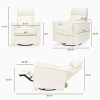 B17186YC,Willa Plus Power Glider Recliner w/ Power Headrest in Ivory Corduroy