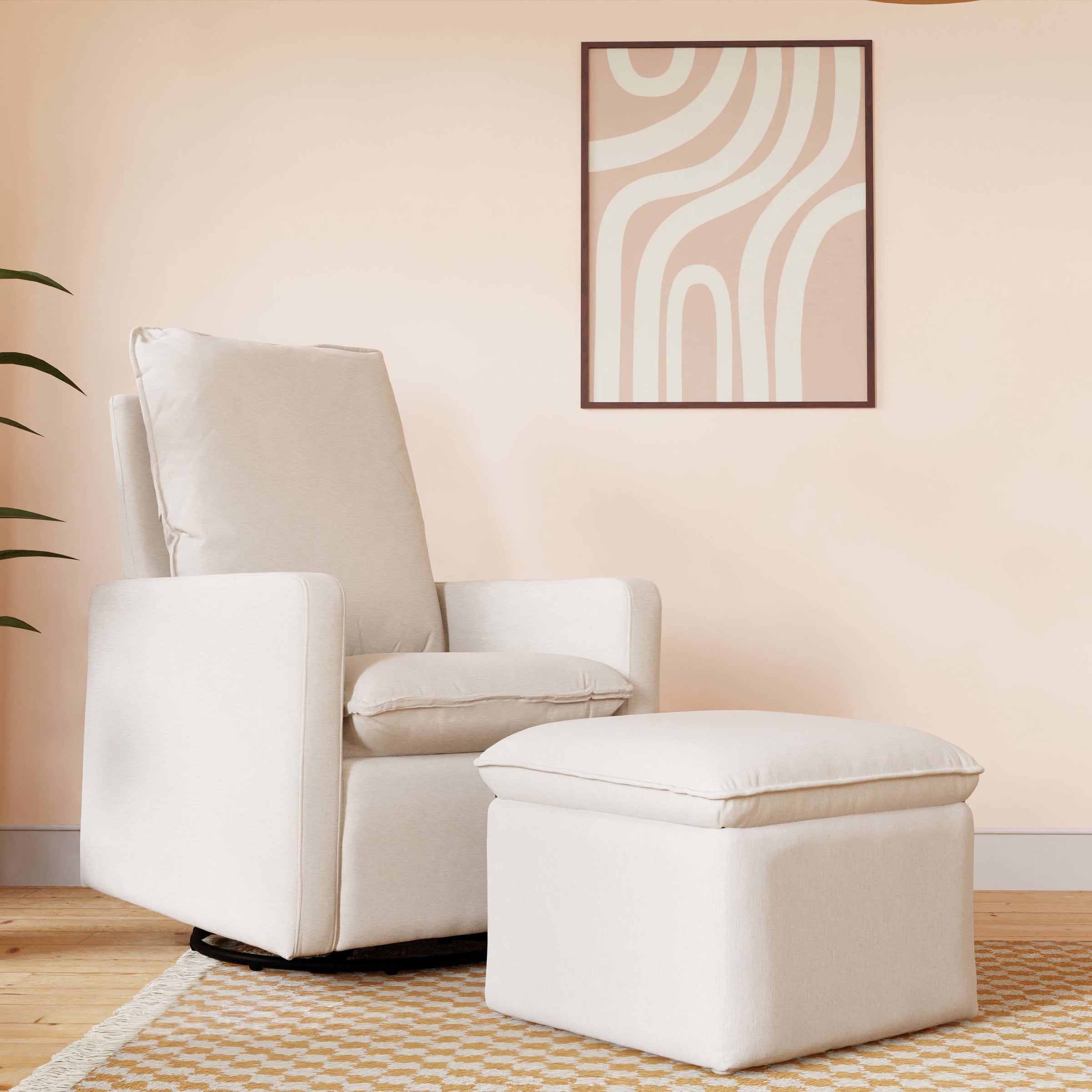 M20987PCMEW,Cali Pillowback Swivel Glider in Performance Cream Eco-Weave