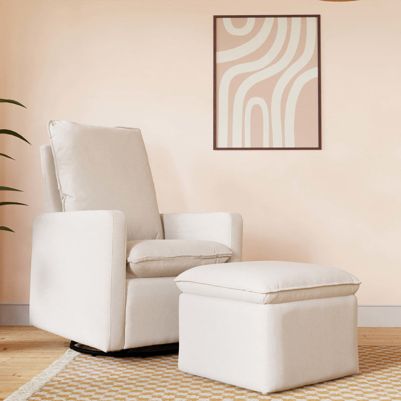 M20987PCMEW,Cali Pillowback Swivel Glider in Performance Cream Eco-Weave