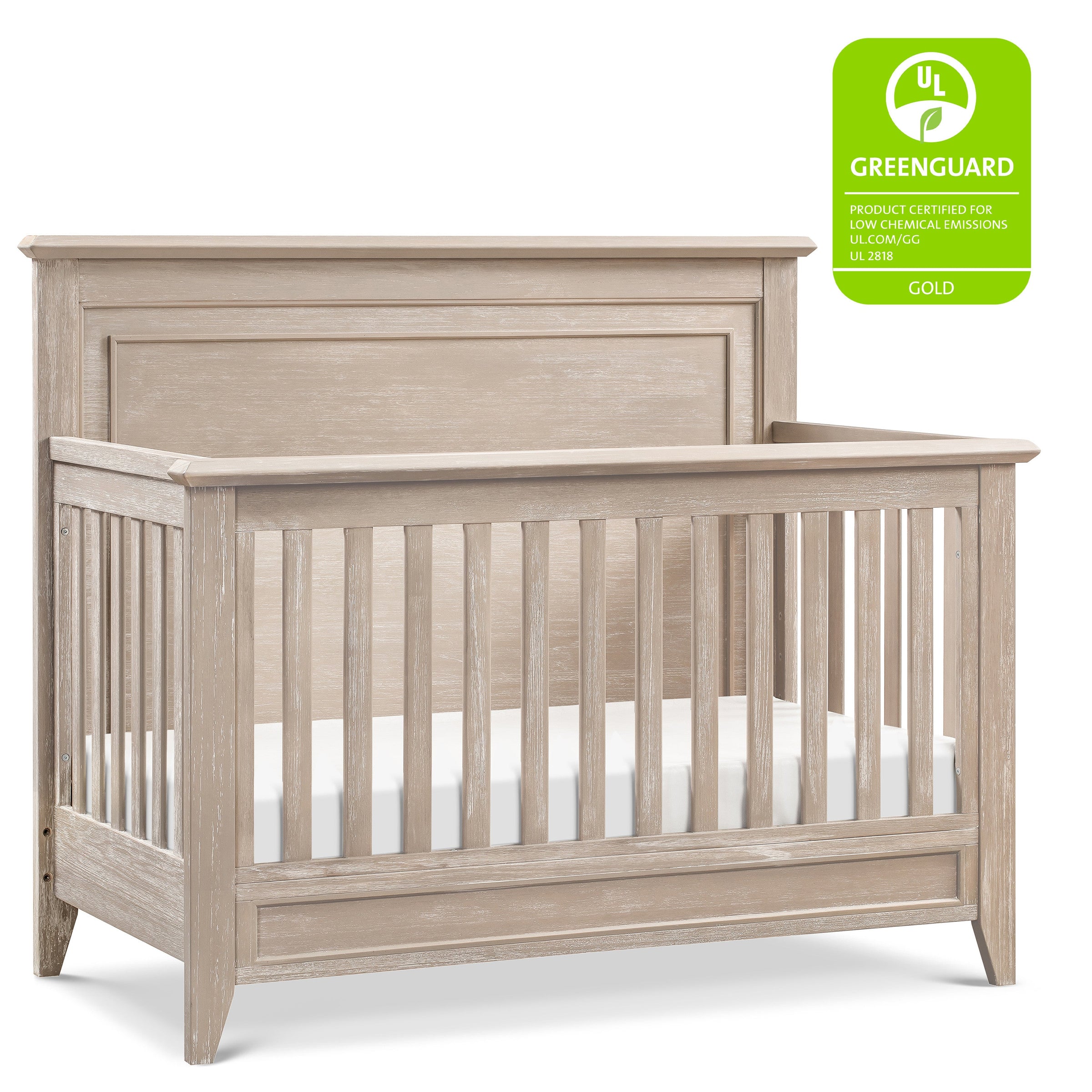 M24401SDB,Beckett Rustic 4-in-1 Convertible Flat Top Crib in Sandbar