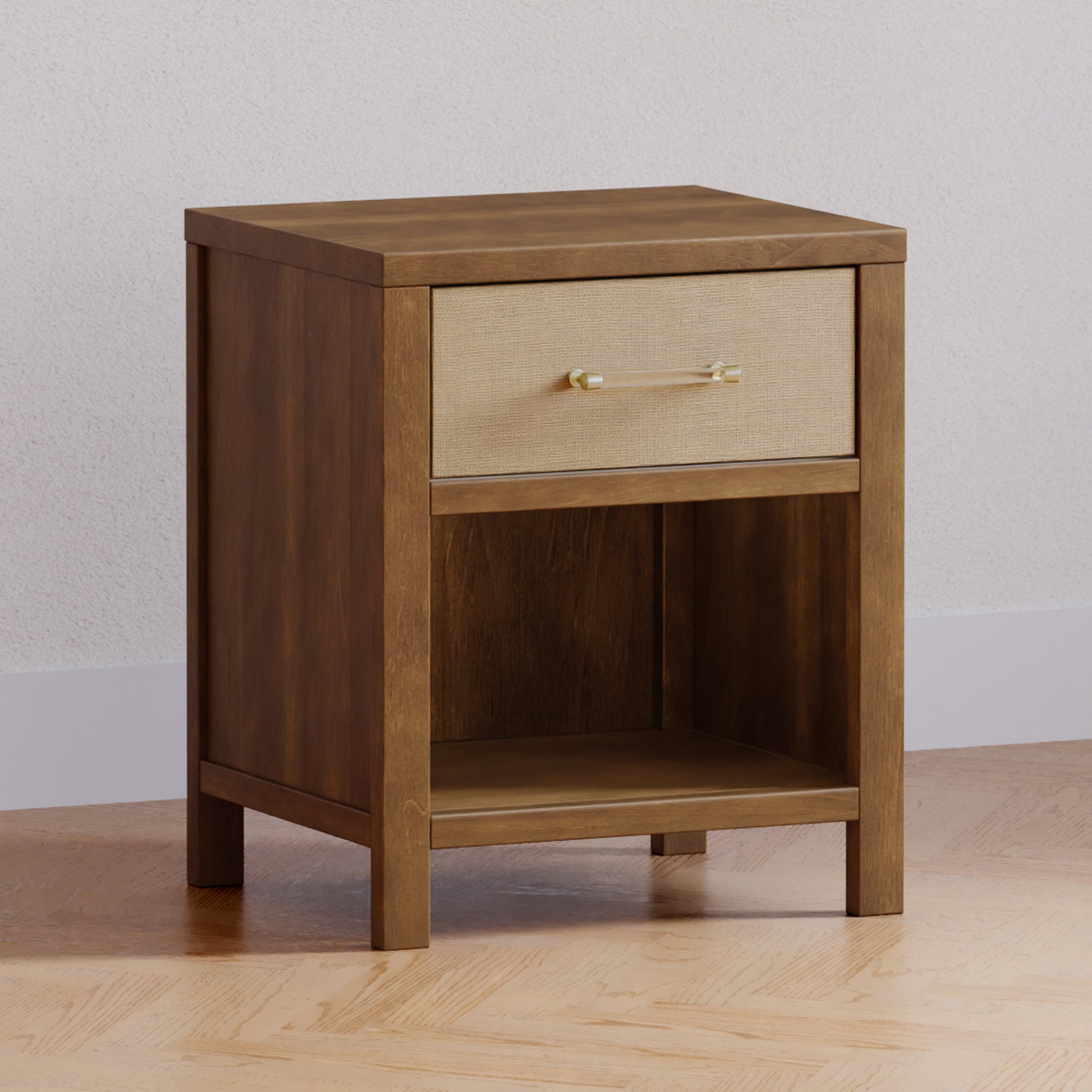 M24860NLPSEW,Eloise Nightstand  Assembled in Natural Walnut & Performance Sand Eco-Weave
