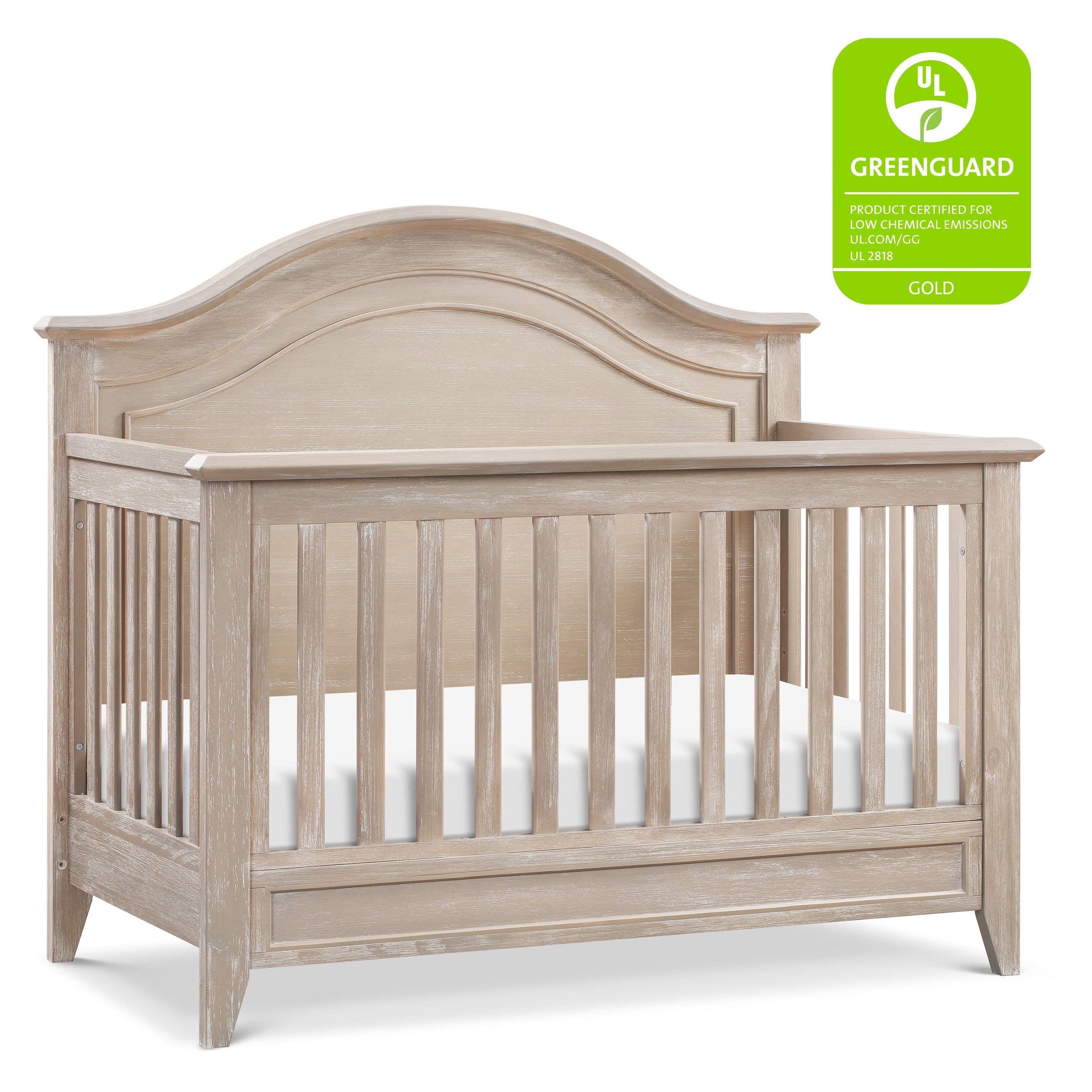 M34401SDB,Beckett Rustic 4-in-1 Convertible Curve Top Crib in Sandbar
